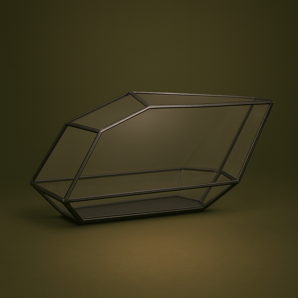 Terrarium design géométrique pour plante