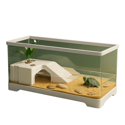 Habitat blanc XL en verre pour tortue d’eau