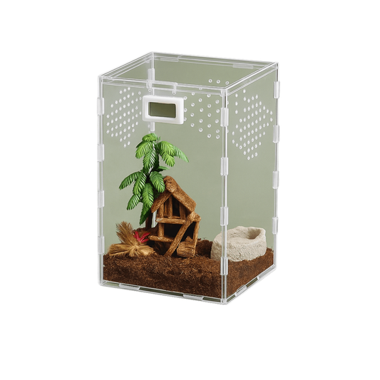 Boîte transparente ventilée pour reptile