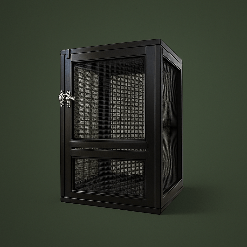 Cage grillagée en métal noir pour reptile