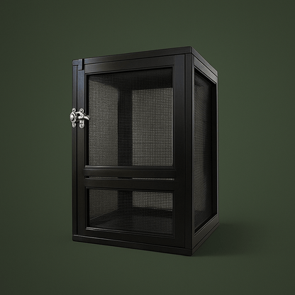 Cage grillagée en métal noir pour reptile