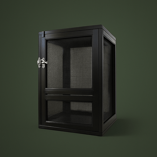 Cage grillagée en métal noir pour reptile