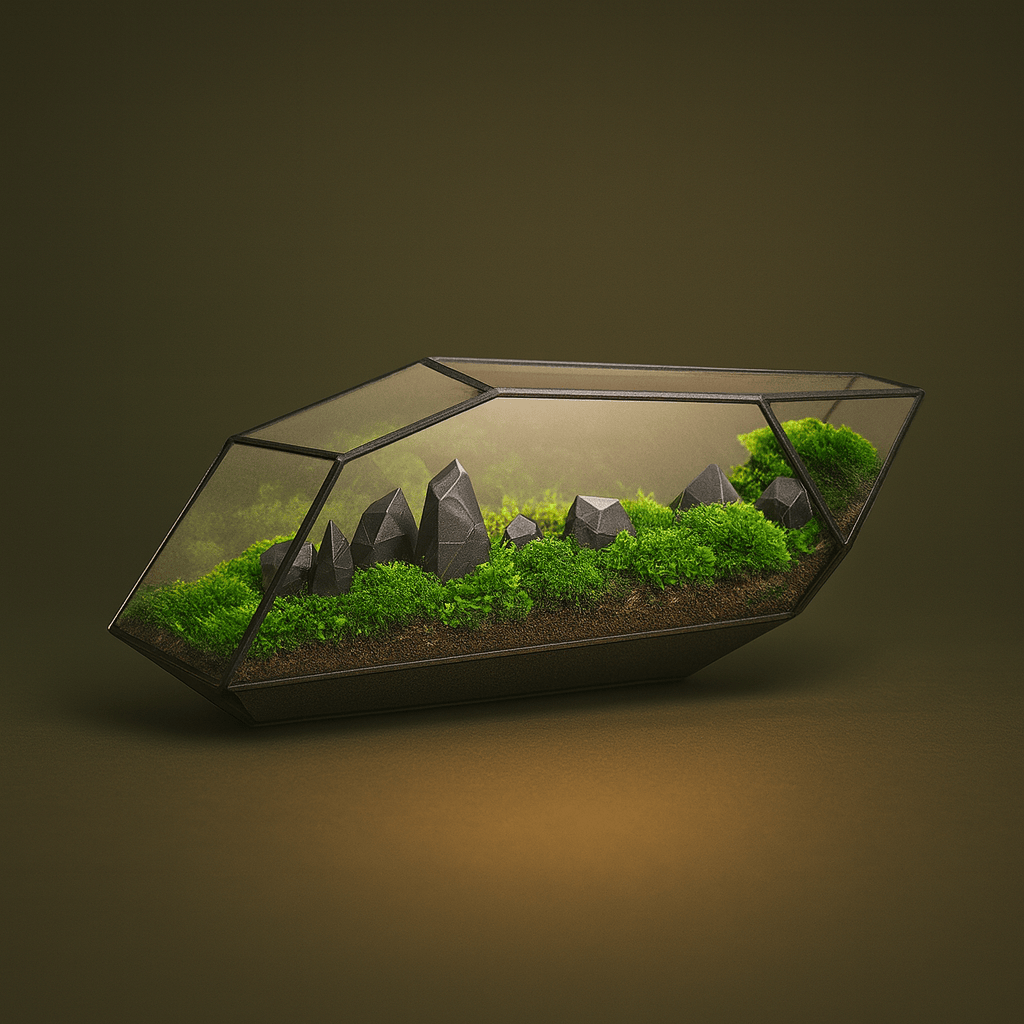 Terrarium design géométrique pour plante