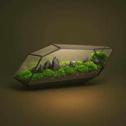 Terrarium design géométrique pour plante