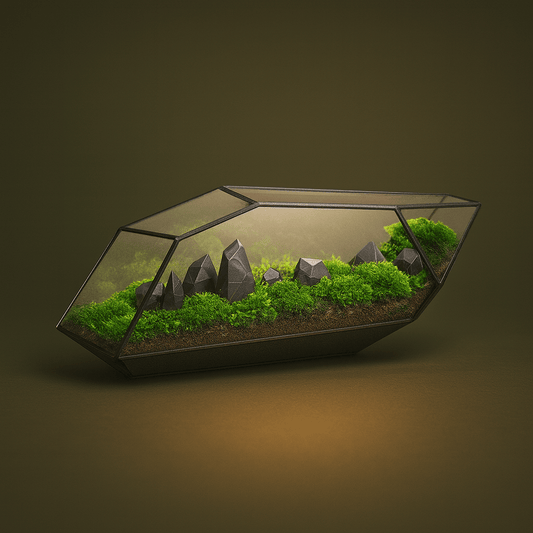 Terrarium design géométrique pour plante