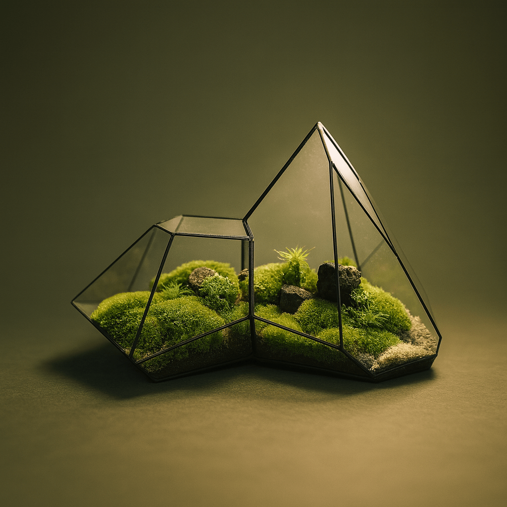 Terrarium en verre géométrique pour plante