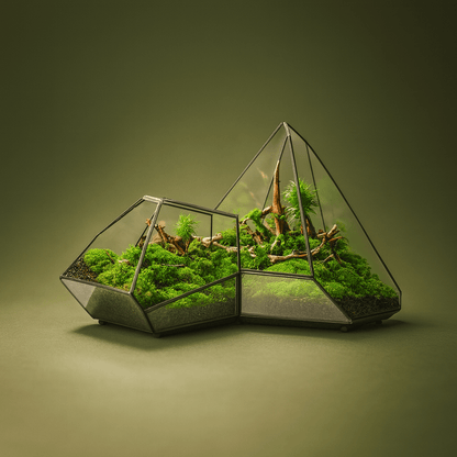 Terrarium en verre géométrique pour plante